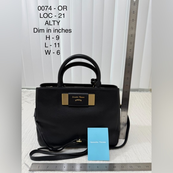 AUTHENTIC Samantha Thavasa Black Satchel with Gold Accents